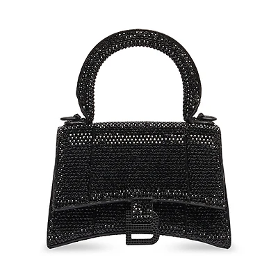 Balenciaga Hourglass Mini Handbag with Chain and Rhinestones