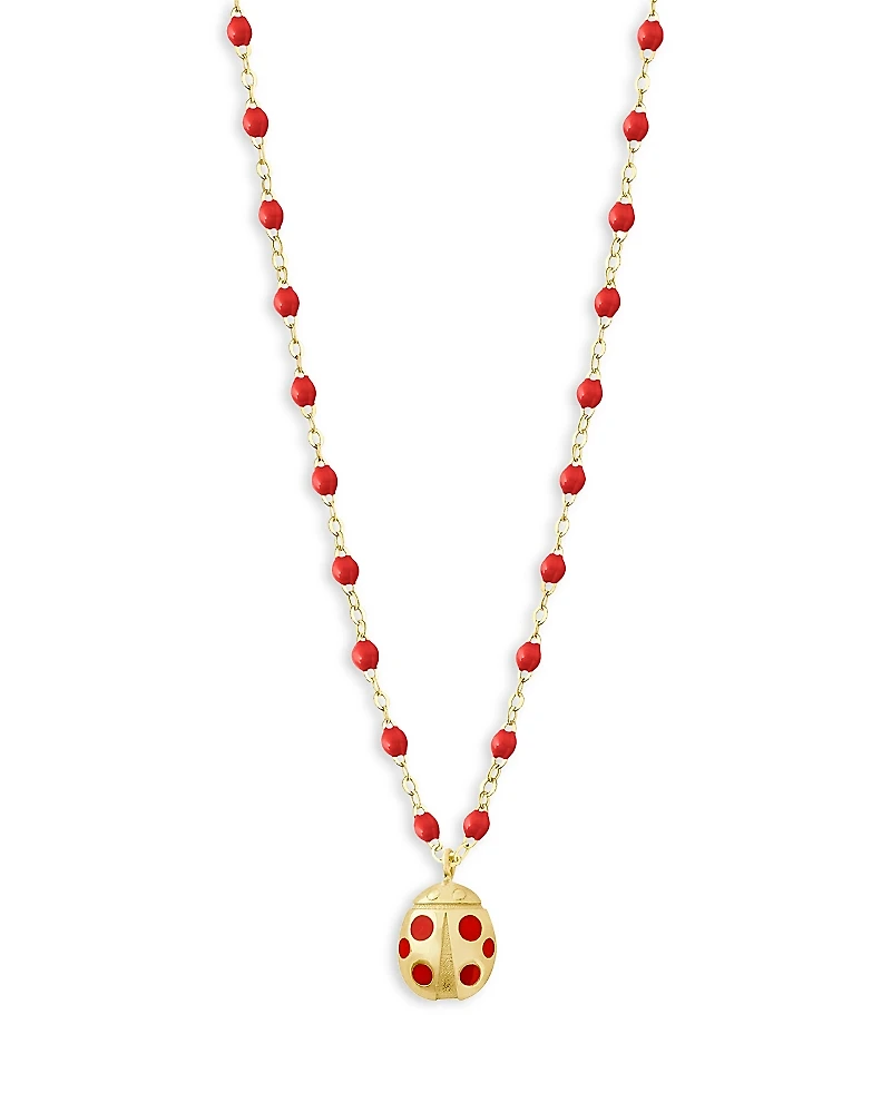 Gigi Clozeau 18K Yellow Gold Voyage Ladybug Poppy Pendant Necklace, 16.1