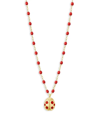 Gigi Clozeau 18K Yellow Gold Voyage Ladybug Poppy Pendant Necklace, 16.1