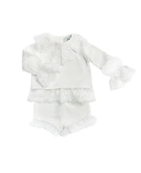 Girls' Emma White Cotton and Lace Top Shorts Set - Baby, Little Kid