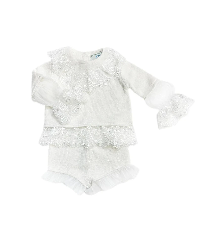 Petite Maison Kids Girls' Emma White Cotton and Lace Top Shorts Set - Baby, Little Kid