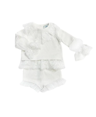Petite Maison Kids Girls' Emma White Cotton and Lace Top Shorts Set - Baby, Little Kid