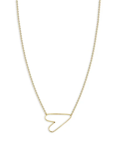 Classic Hammered Heart Necklace in 14K Yellow Gold, 14"