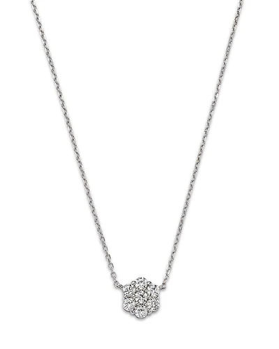 Diamond Flower Cluster Pendant Necklace in 14K White Gold, 0.25 tcw
