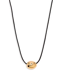 Ettika Pave Polished Pebble Leather Pendant Necklace