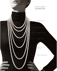 18K Yellow Gold Japanese Akoya Cultured Pearl Strand Necklace, 26"
