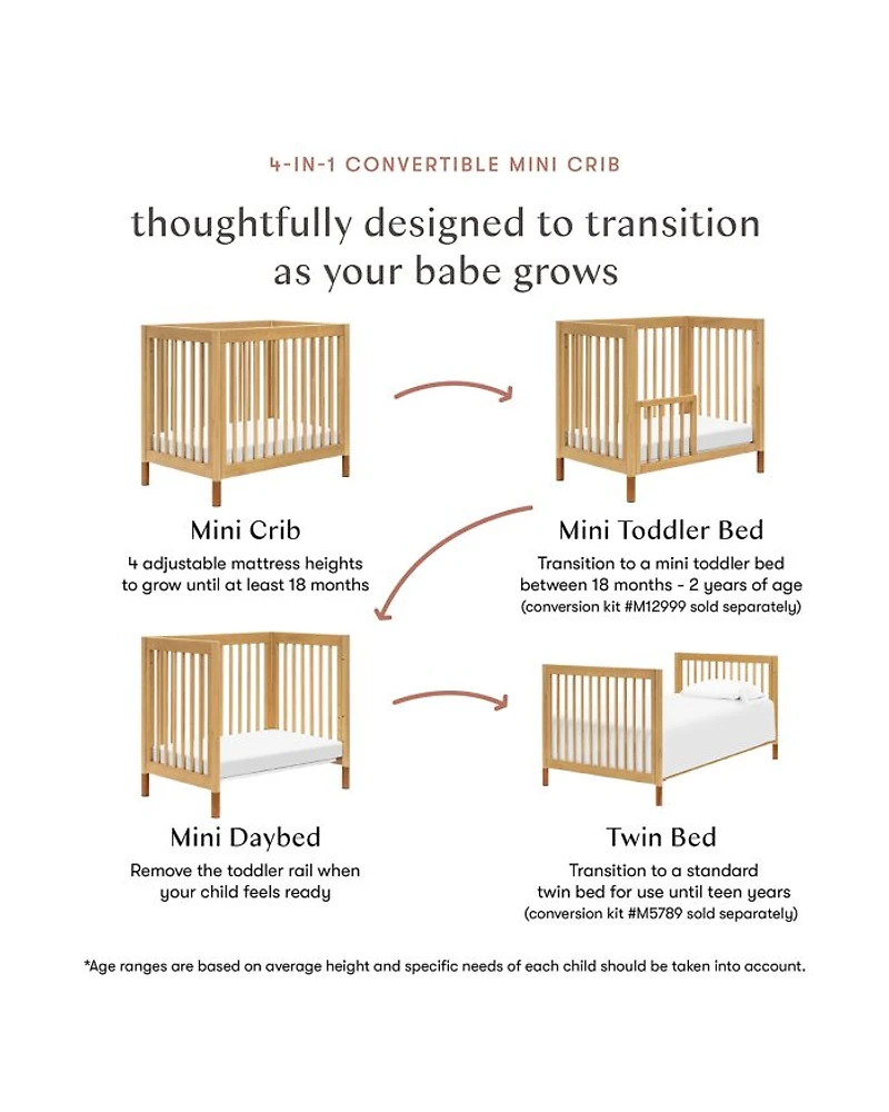 Gelato 4-in-1 Convertible Mini Crib