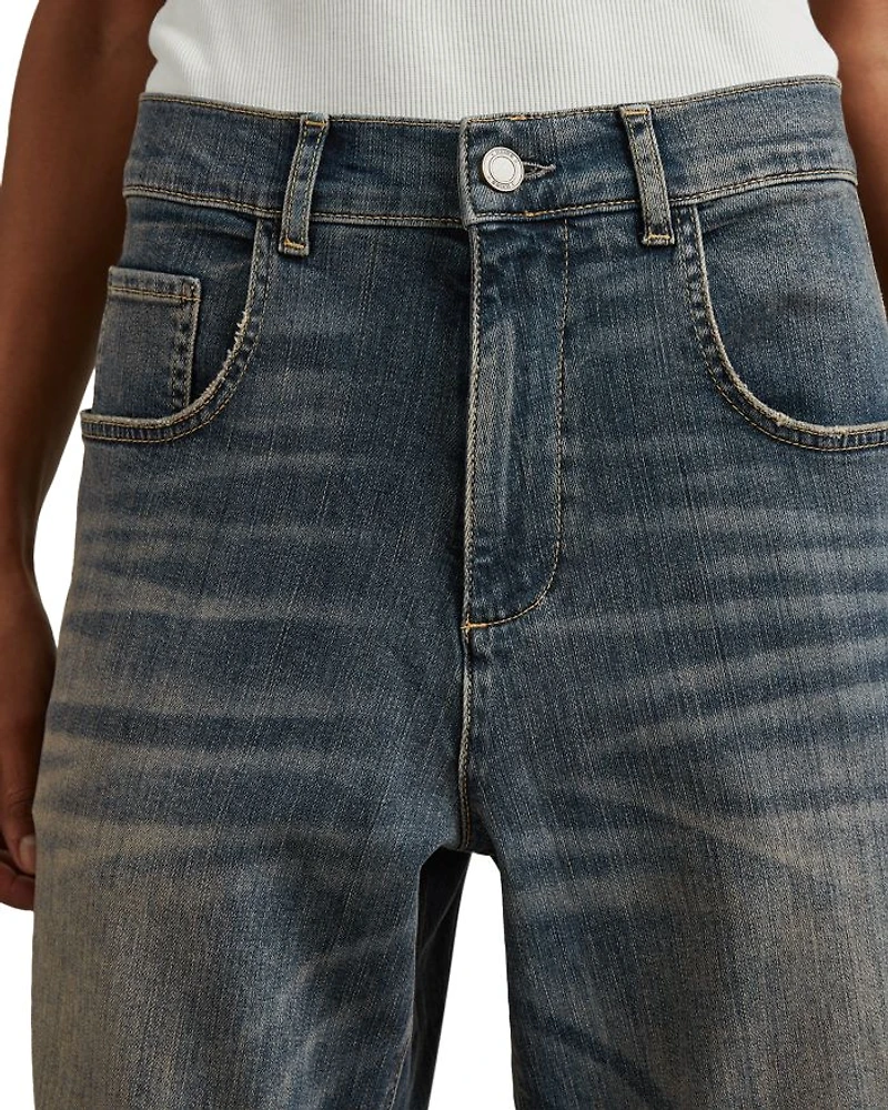 Mahni High Rise Barrel Leg Jeans Mid Blue
