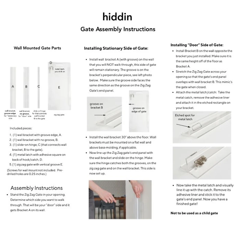 Wall Mounted Clear Pet Gate Zig Zag