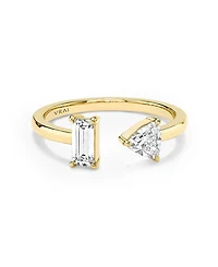 Mixed Lab-Grown Diamond Cuff Ring 14K Yellow Gold