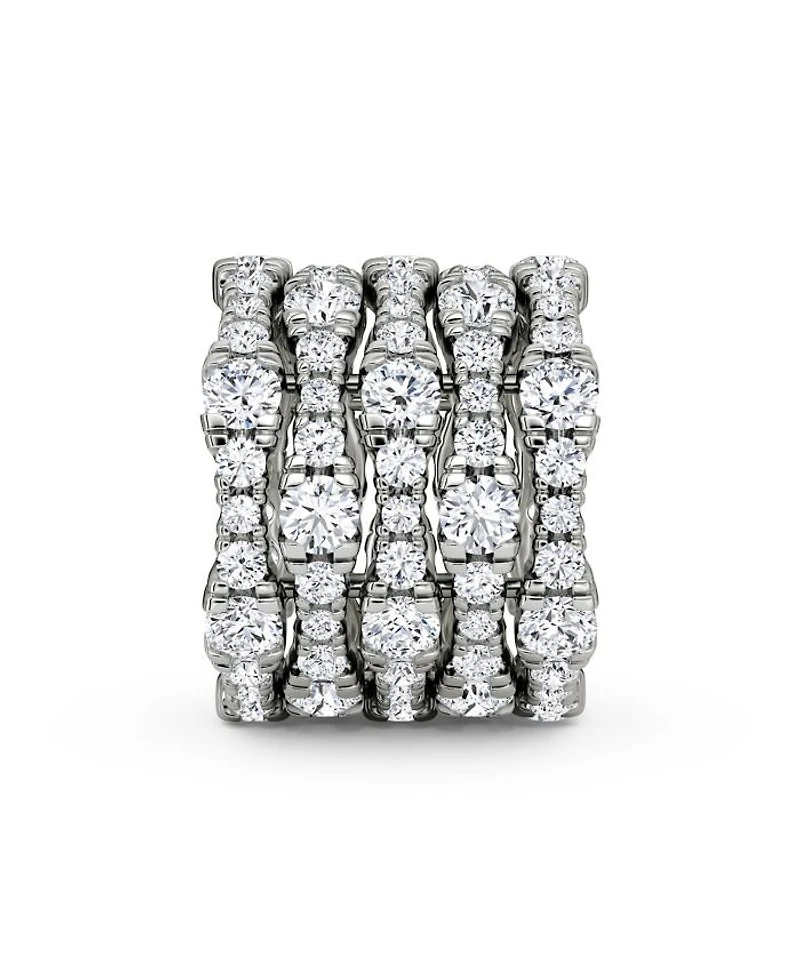 5 Row Pavé Ring 14K White Gold, 7.80tw Round Brilliant Lab Grown Diamonds