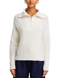 Cashmere Quarter Zip Cable Knit Sweater - Exclusive