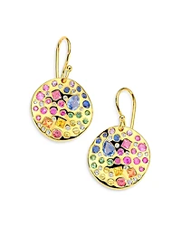 Ippolita 18K Yellow Gold 18K Rock Candy Rainbow Sapphire, Tsavorite & Diamond Wavy Disc Drop Earrings - Exclusive