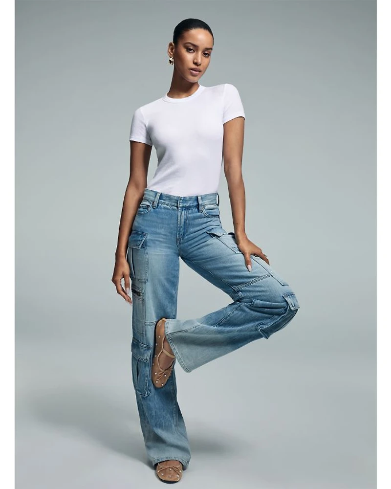 Breslin Denim Corset Top & Cay Baggy Cargo Jeans