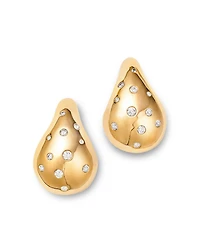 Scattered Diamond Puffy Earrings in 14K Yellow Gold, 1.0 tcw