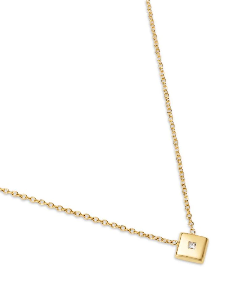 14K Yellow Gold Princess Diamond Nugget Pendant Necklace, 0.02 tcw