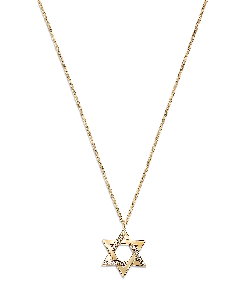 Moon & Meadow 14K Yellow Gold White Topaz Star of David Pendant Necklace