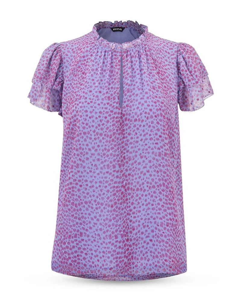 Sketched Cheetah Frill Sleeve Top
