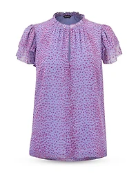 Sketched Cheetah Frill Sleeve Top