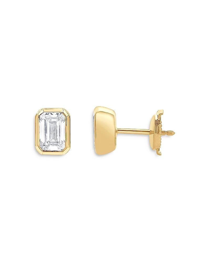Bloomingdale's Fine Collection Certified Lab Grown Diamond Emerald-Cut Bezel Stud Earrings