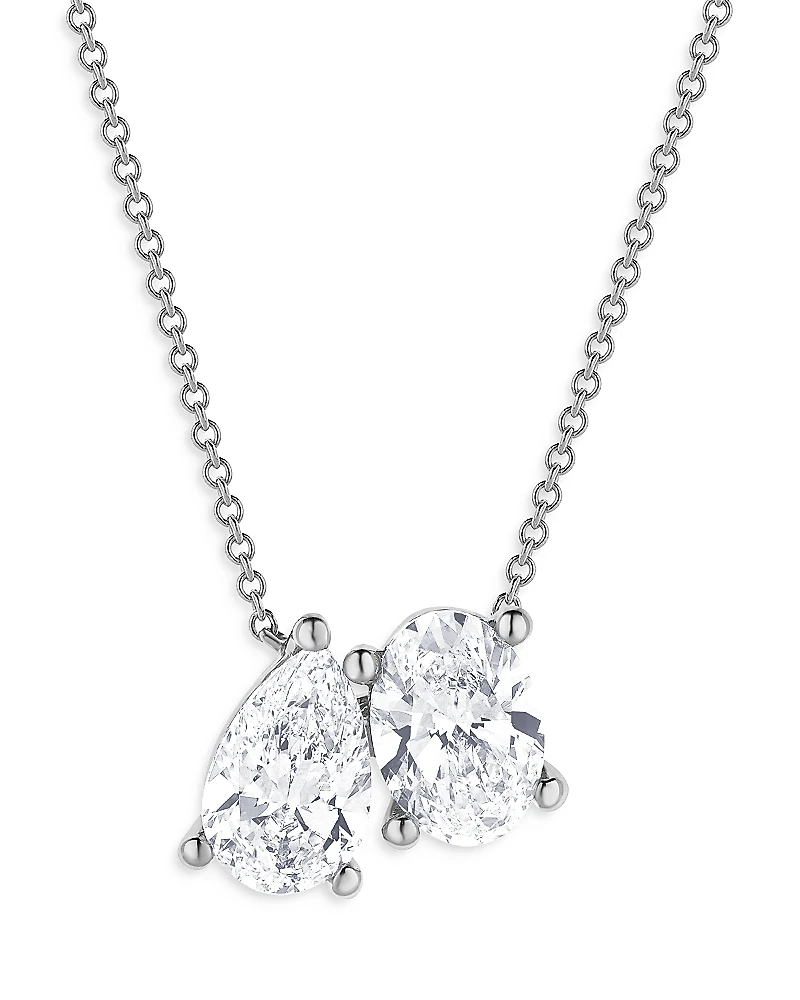 Bloomingdale's Fine Collection Certified Lab Grown Pear & Oval Diamond Toi Et Moi Pendant Necklace