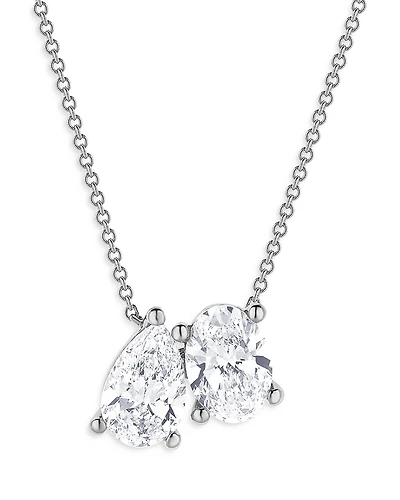 Bloomingdale's Fine Collection Certified Lab Grown Pear & Oval Diamond Toi Et Moi Pendant Necklace