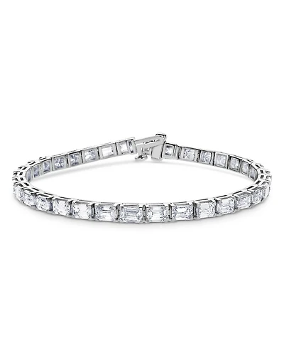 Certified Lab Grown Diamond Emerald Cut Tennis Bracelet in 18K White Gold, 11.75 tcw