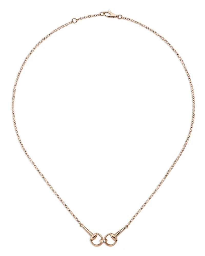 18K Rose Gold Horsebit Diamond Accented Collar Necklace, 15-16"