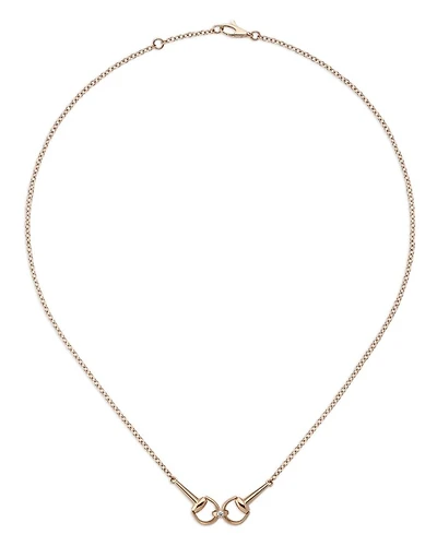 18K Rose Gold Horsebit Diamond Accented Collar Necklace, 15-16"