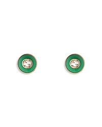 18K Rose Gold Interlocking Green Agate Circle Stud Earrings