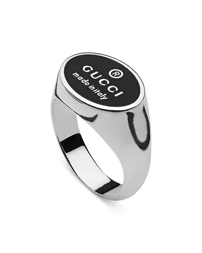 Sterling Silver Trademark Black Enamel Ring