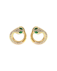 Crivelli 18K Yellow Gold Diamond & Emerald Serpent Hoop Earrings - Exclusive, Italy Campaign