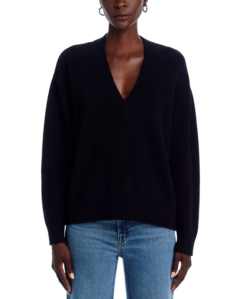 Cashmere Drop Shoulder V Neck Sweater - Exclusive