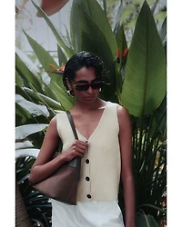 Button Front Sleeveless Knit Top