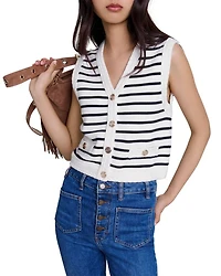 Melisse Striped Sleeveless Cardigan