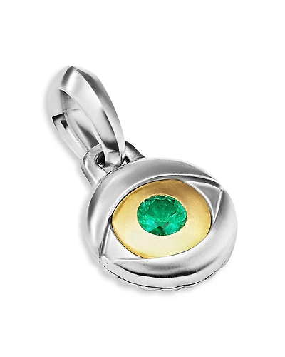 David Yurman Men's 18K Yellow Gold & Sterling Silver Amulets Emerald Evil Eye Pendant