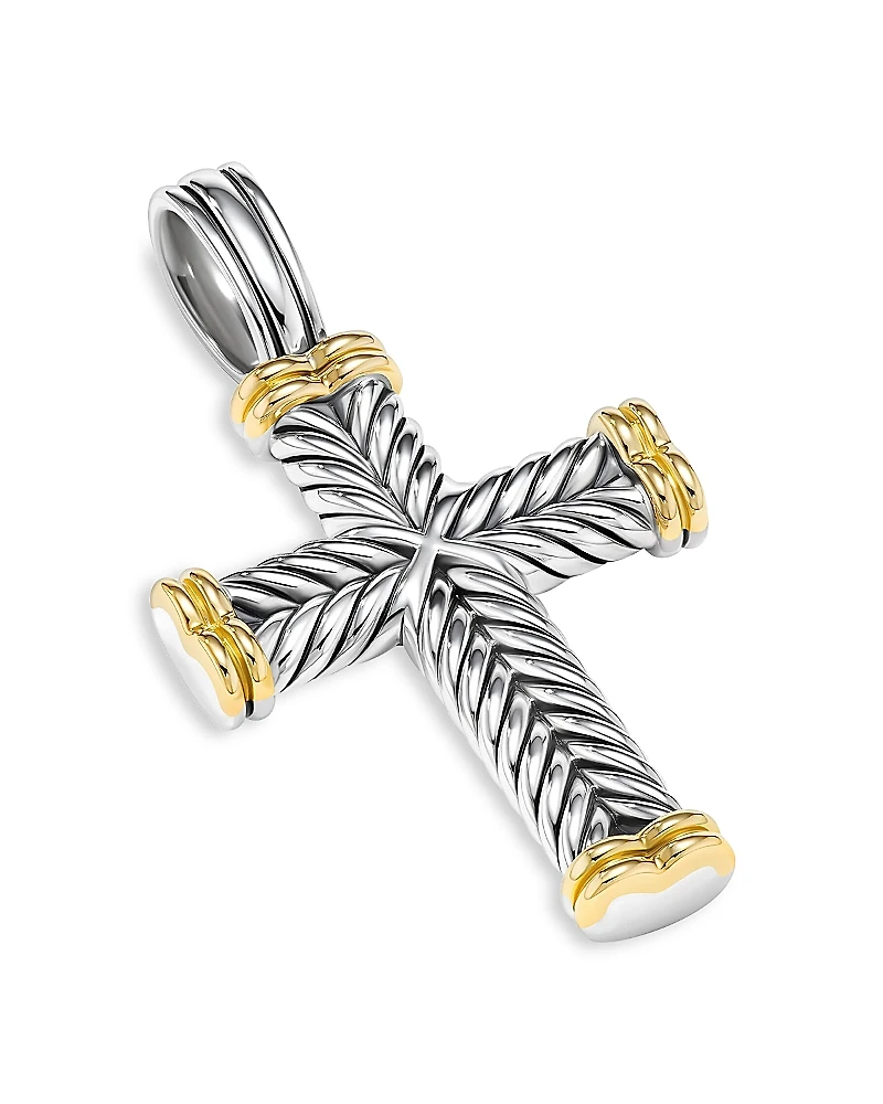 David Yurman Men's 18K Yellow Gold & Sterling Silver Amulets Chevron Cross Pendant