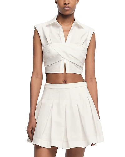 Simkhai Emie Cropped Poplin Sculpted Top