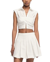 Simkhai Emie Cropped Poplin Sculpted Top