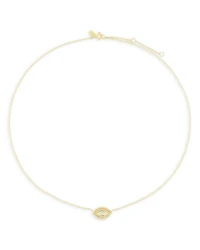 14K Yellow Gold Evil Eye Protection Necklace with Diamonds, 0.16 tcw