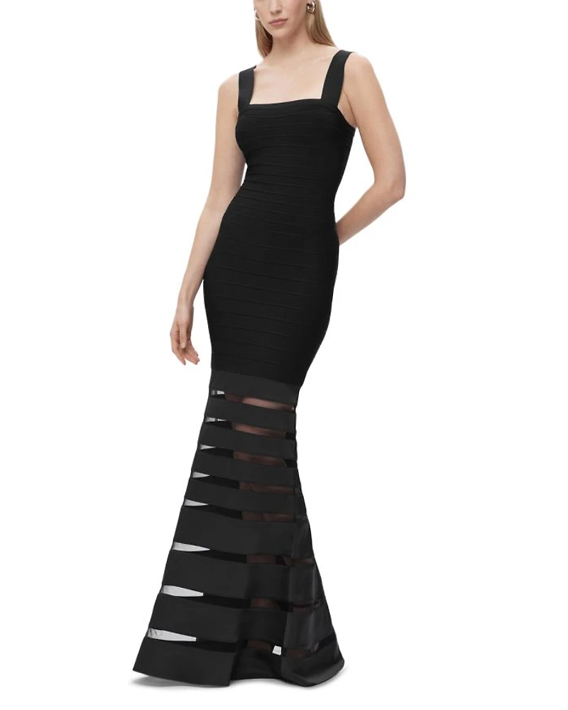 The Claudia Bandage Illusion Stripe Gown