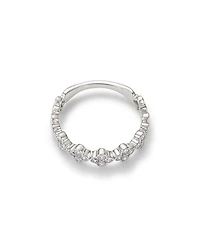 Diamond Clover Cluster Band in 14K White Gold, 0.44 tcw