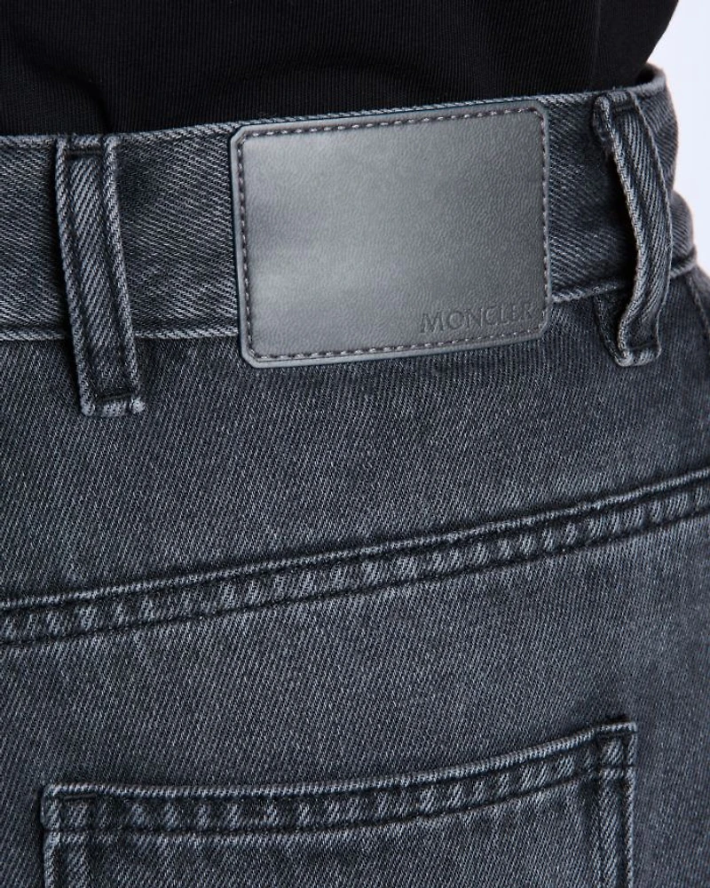 High Rise Cropped Tapered Jeans Grey