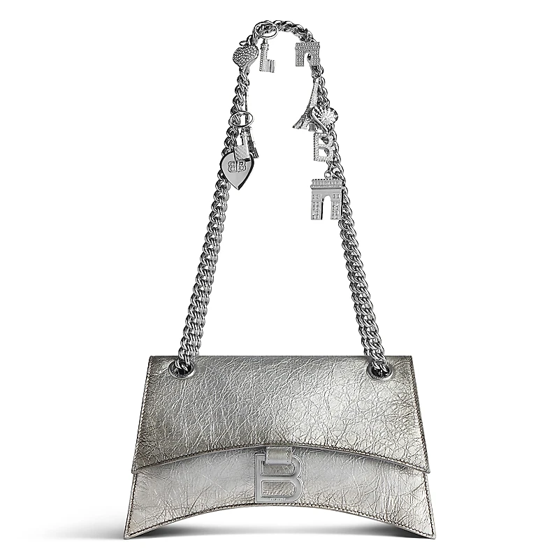 Balenciaga Crush Small Chain Bag Dirty Effect with Souvenirs and Rhinestones