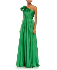 Mac Duggal Pleated One Shoulder Chiffon Gown