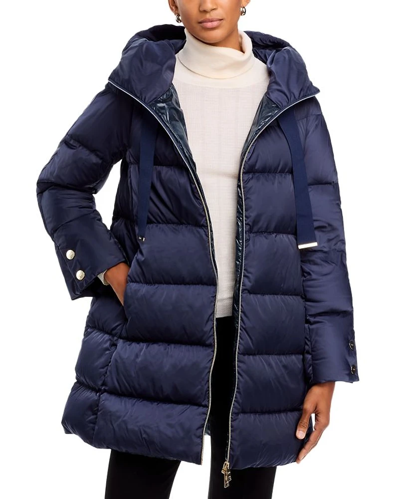 Sateen Quilted A Line Coat