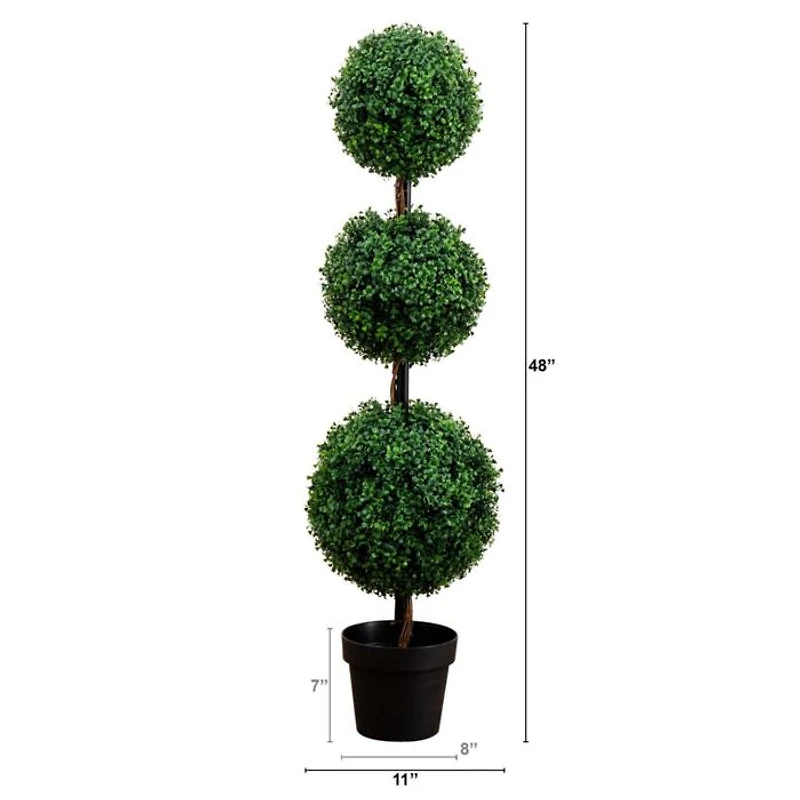 4' Artificial Triple Ball Boxwood Topiary Tree (Indoor/Outdoor)