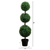 4' Artificial Triple Ball Boxwood Topiary Tree (Indoor/Outdoor)