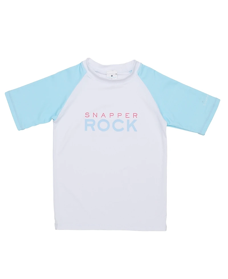Snapper Rock Unisex Light Blue Sleeve Sustainable Short Rash Top-Little