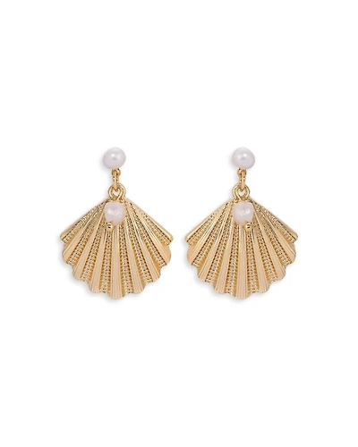Scallop Shell Earrings with Cultured Freshwater Pearls
